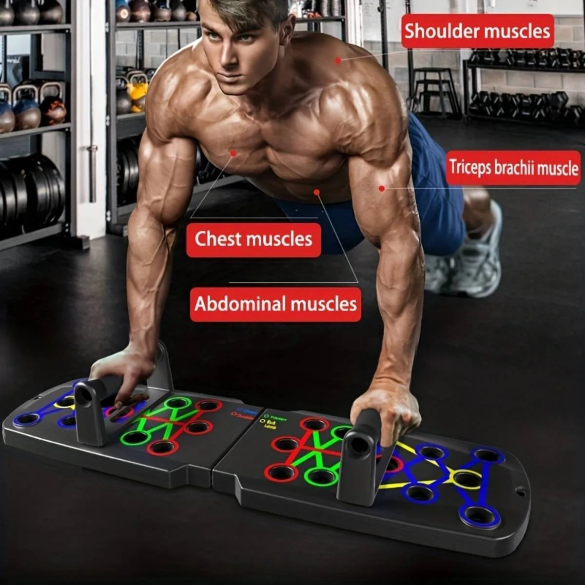 Push up Board, Multifunctional Foldable Pushup Fitness Stand for Portable Strength Training Equipment for Home Gym Workout for Men & Women