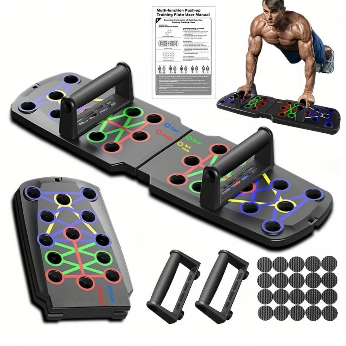 Push up Board, Multifunctional Foldable Pushup Fitness Stand for Portable Strength Training Equipment for Home Gym Workout for Men & Women