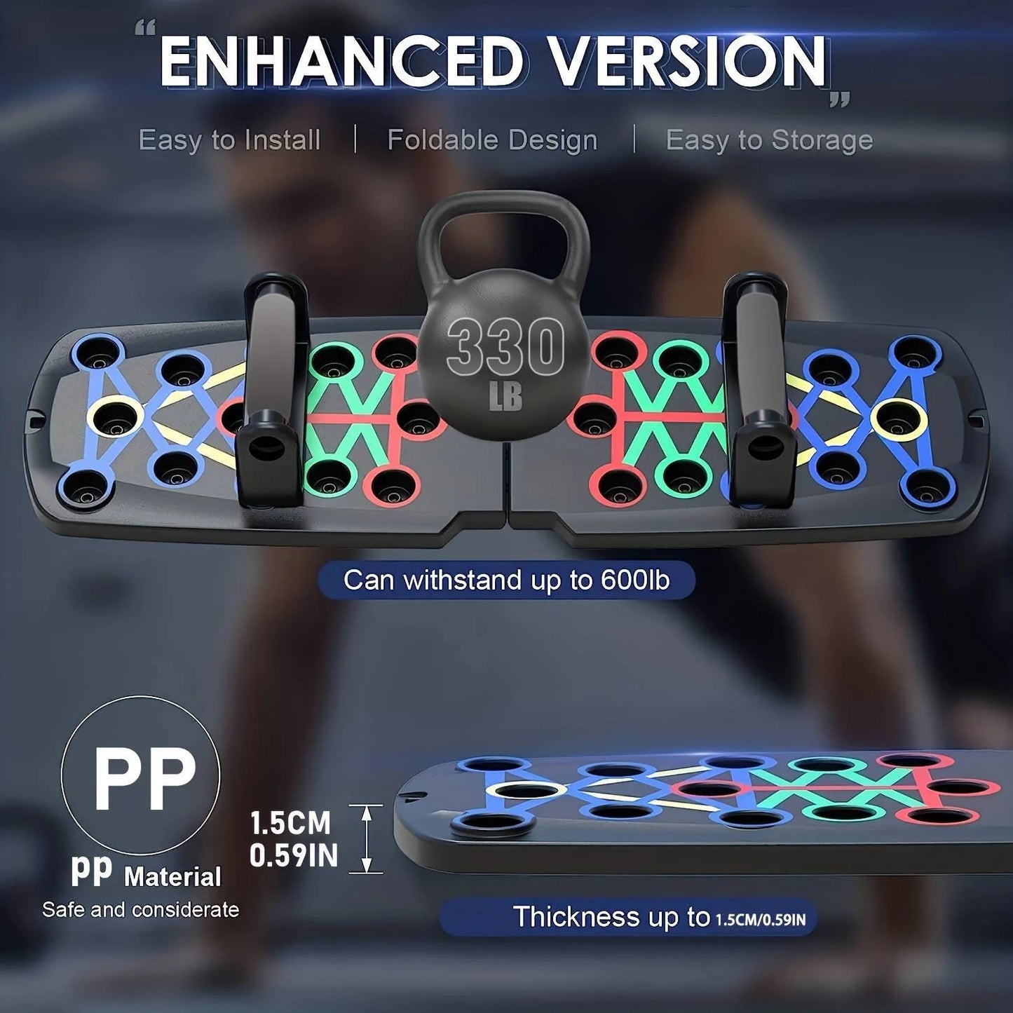 Push up Board, Multifunctional Foldable Pushup Fitness Stand for Portable Strength Training Equipment for Home Gym Workout for Men & Women